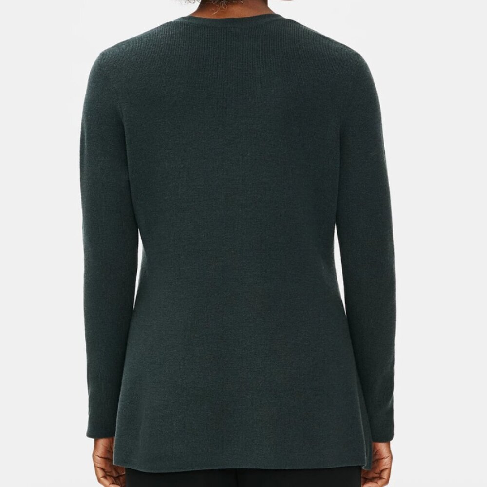 Eileen Fisher Merino Wool Knit V-Neck Pullover Tunic Light Blue Sweater Medium - Picture 7 of 7